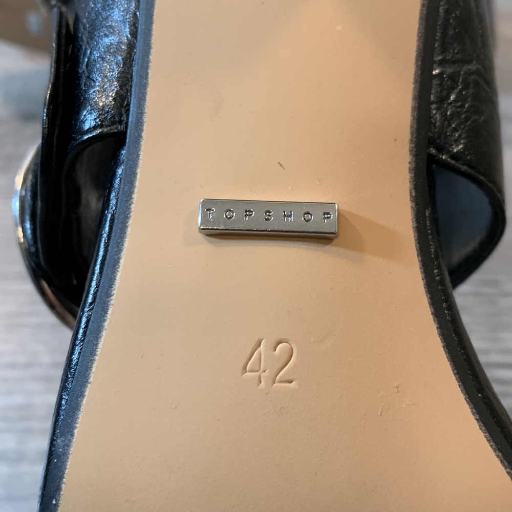 Topshop black leather block heel sandals size 42 - Picture 7 of 9